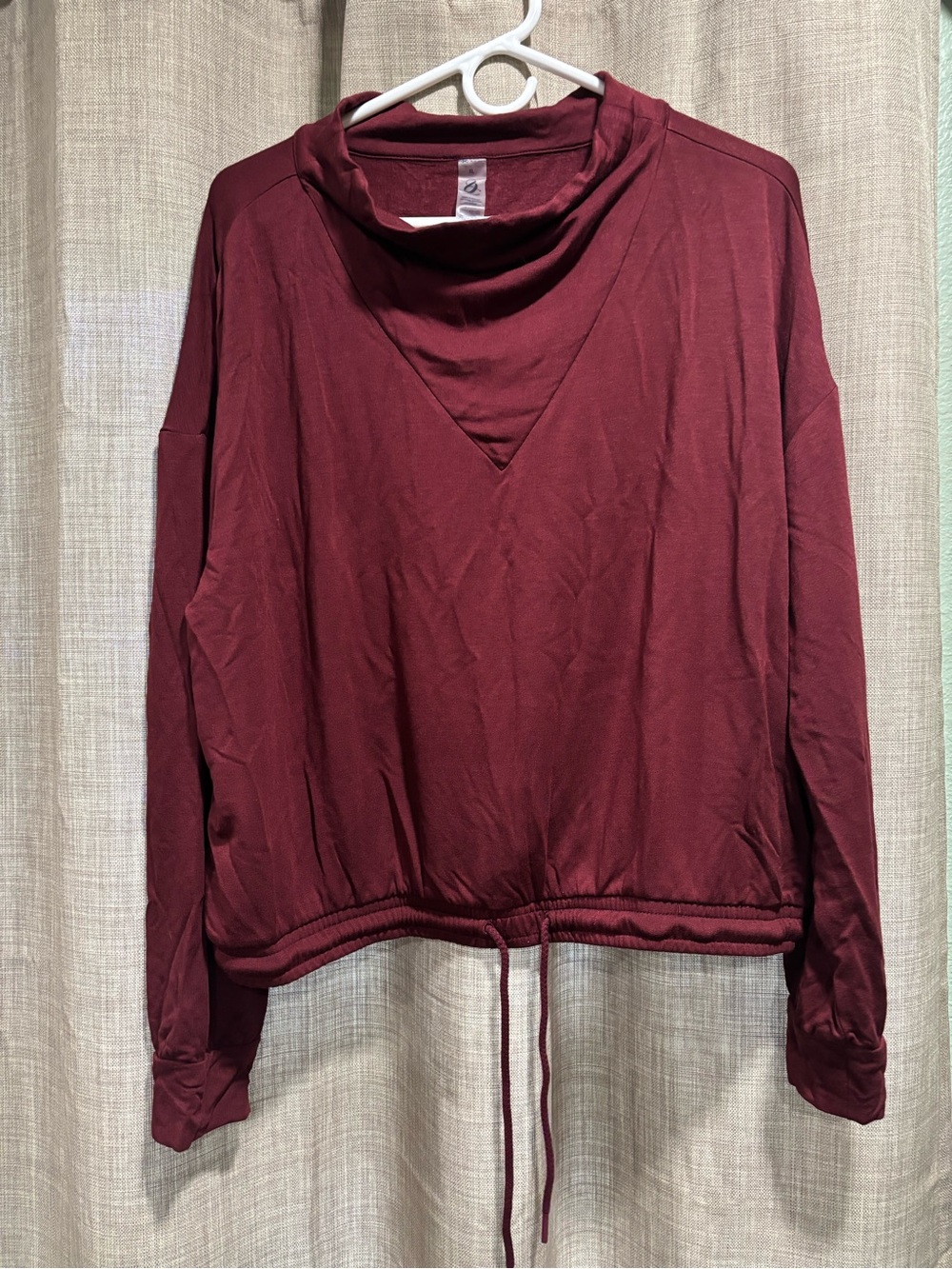 Lou & Grey Wine Drawstring Hem Long-Sleeve Top